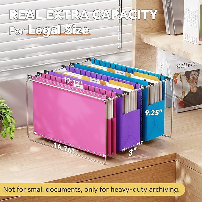 Legal Size Hanging File Folders, 6 Pack Heavy Duty 3" Expanding Pocket - Image 3