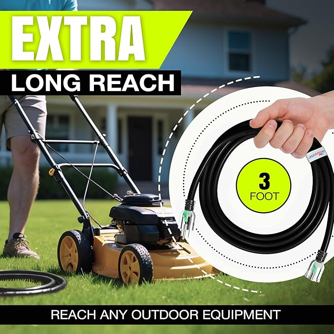 3ft Outdoor/Indoor Extension Cord 10/3 Gauge Ultra Heavy Duty 3 Prong SJTW - Image 6