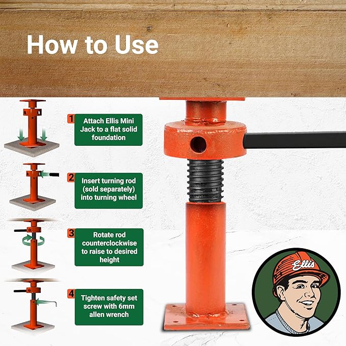 Ellis Manufacturing Adjustable Mini Screw Jack Post – House Jack - Image 4