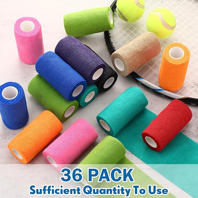 Treela 36 Pcs Self Adherent Bandage 4" X 5 Yard Wrap Breathable Cohesive - Image 3