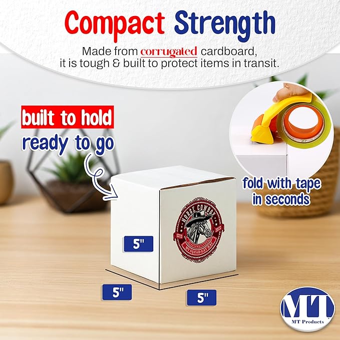 MT Products Custom Printed White Cardboard Shipping Boxes 5" x 5" x 5" - Image 2