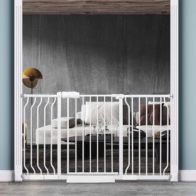 Extra Wide Baby Gate Tension Indoor Safety Gates White Metal Large Pressure by COSENDBABYGATE