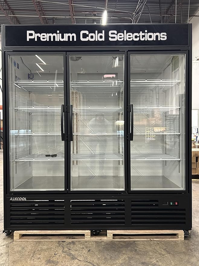 71” Wide Commercial Beverage Refrigerator Display Fridge, Stainless Steel - Image 2