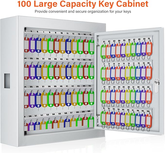 100 Keys White Key Cabinet, Anti-Theft Key Lock Box - Image 2