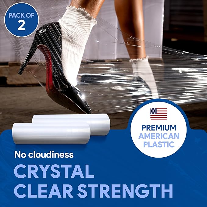 International Plastics Co. 17" Plastic Stretch Film Wrap 2 Pack 1200ft 500% - Image 5