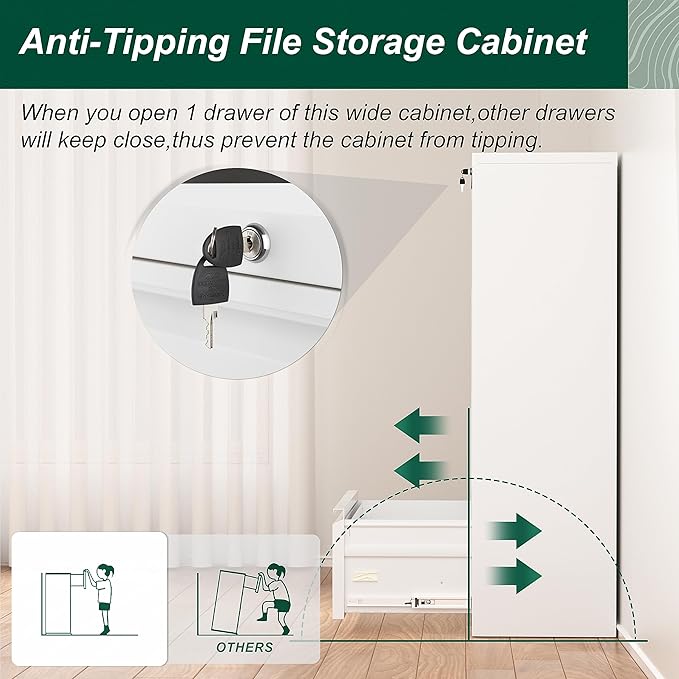 Superday Lateral File Cabinet 4 Drawer, Filing Cabinets - Image 5