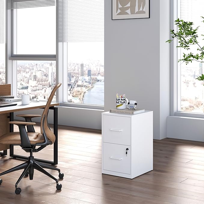 2 Drawer File Cabinet with Lock, Steel Vertical Filing Cabinets - Image 7