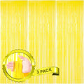 3 Pack 3.3 x 8.2 ft Pastel Yellow Foil Fringe Backdrop Curtains, Tinsel by Voircoloria