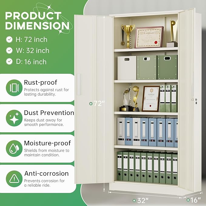 INTERGREAT Metal Storage Cabinet, Storage Locker - Image 3