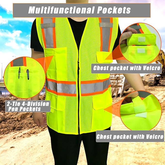 BeautyWill Custom Safety Vest Customized Logo Class 2 High Visibility - Image 2