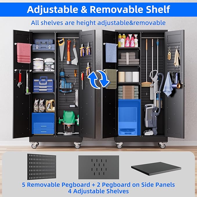 Aobabo Metal Broom Closet Storage Cabinets - Image 4