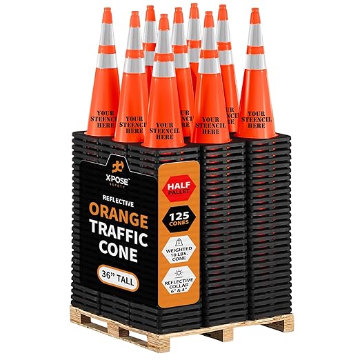 Xpose Safety 36 Inch Orange Traffic Cones Heavy Duty 12lb 6" & 4" Collar by XposeSafety