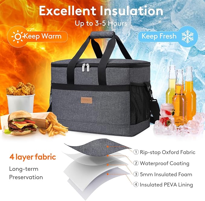 Lifewit Cooler Bag 30/50/60 Cans Collapsible and Insulated Large Lunch Bag - Image 4
