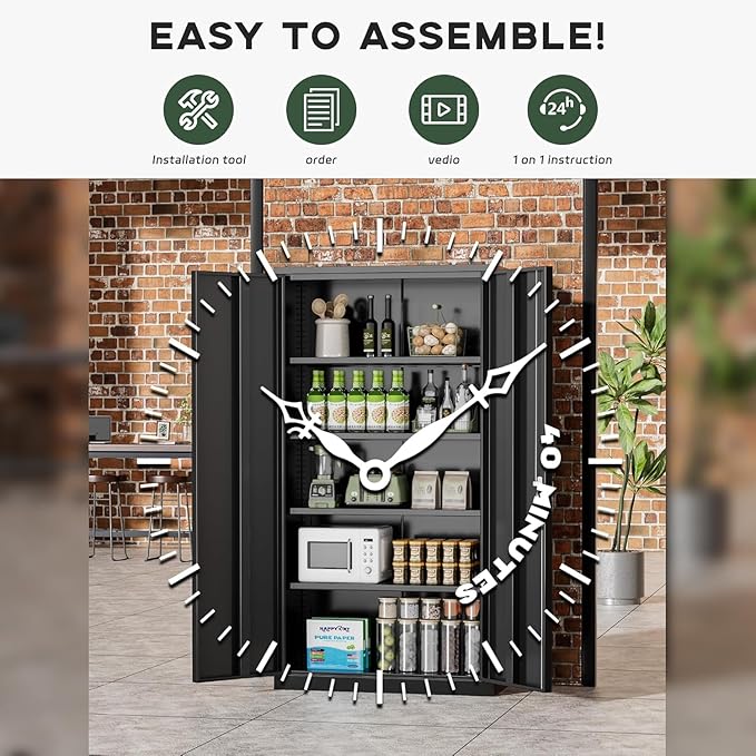 Greenvelly Metal Cabinet with Lock, Locking Cabinet - Image 7