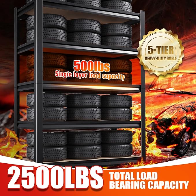 Garage Shelving-2050 lbs 5 Tier Storage Shelves, Adjustable Heavy Duty Metal - Image 6