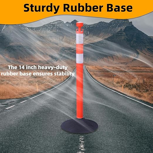 6 Pack 39 Inch Red Traffic Delineator Posts - Image 4