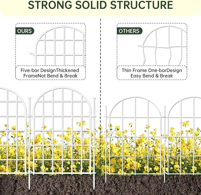 32.5ft x 22in Panels Garden Fence, 30 Panels Arched No Dig Fence, Decorative - Image 4