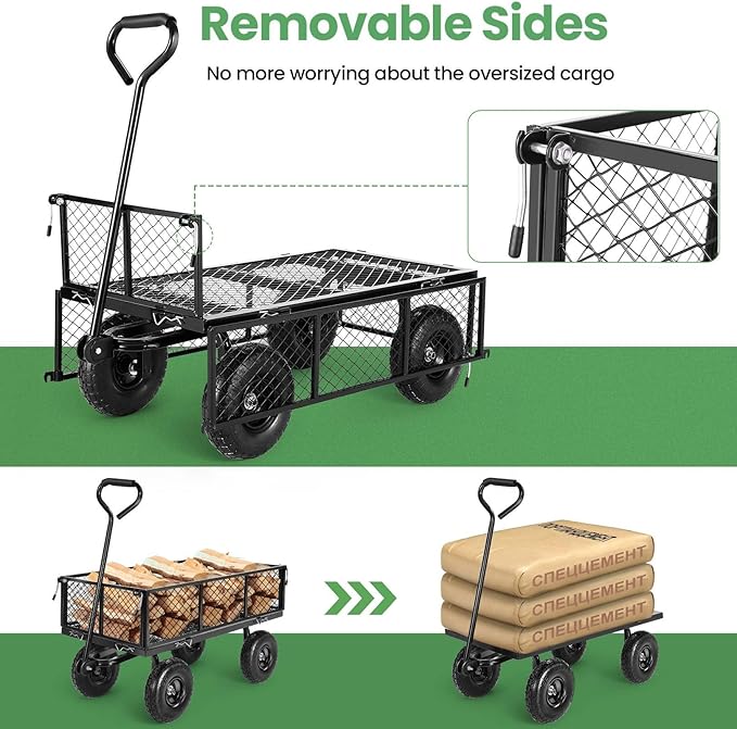 Homdox MAX 880LB Garden Cart, Heavy Duty Garden Wagon, Mesh Foldable Garden Cart - Image 9