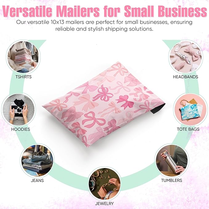10x13 Poly Mailers – Coquette Bows Design – Waterproof, Tear-Resistant Shipping - Image 4