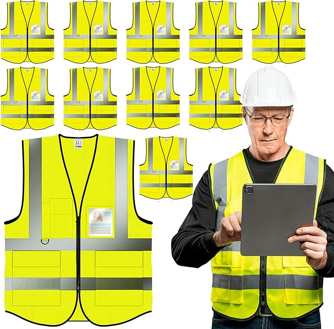 PeerBasics Safety Vest 10 Pack, ANSI Class 2, Reflective, by PeerBasics