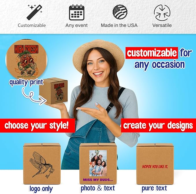 MT Products Custom Printed Kraft Cardboard Shipping Boxes 6" x 6" x 6" - Image 7