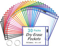 SUNEE 30 Packs Oversized Reusable Dry Erase Pocket Sleeves by SUNEE