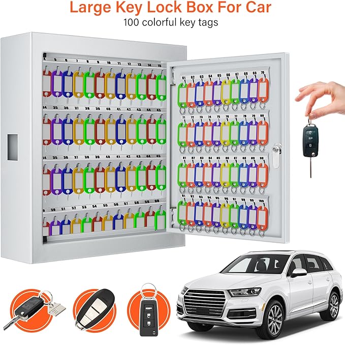 100 Keys White Key Cabinet, Anti-Theft Key Lock Box - Image 6