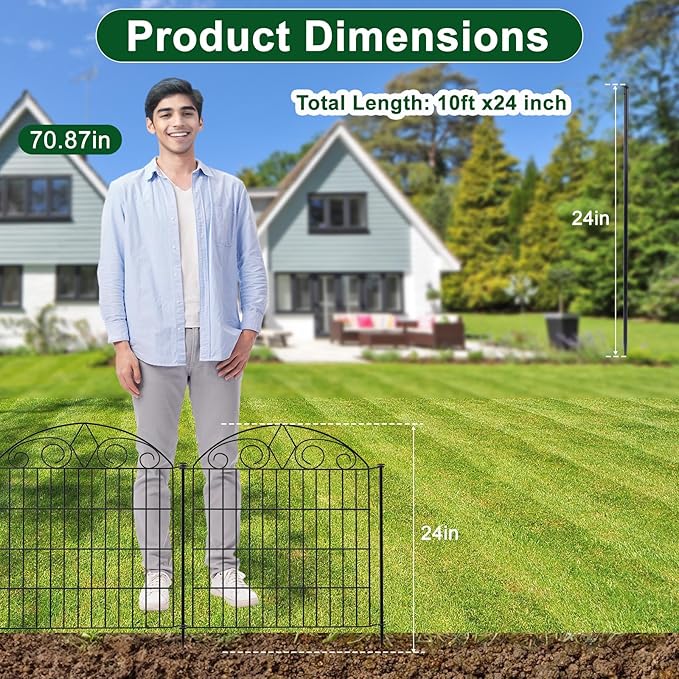 SUNLAX 5 Panels Garden Fence 10ft x 24in Fencing - Image 2