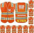 BeautyWill Custom Logo 10/20 Pack Safety Vest Class2 High Visibility Vest by BeautyWill
