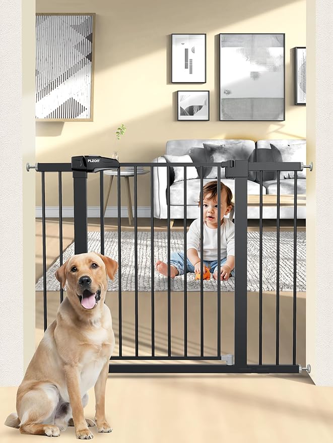 36.2" Extra Tall Baby Gate for Stairs, 29.5-46" Wide Dog Gate for Doorways by PLZOIT-Baby
