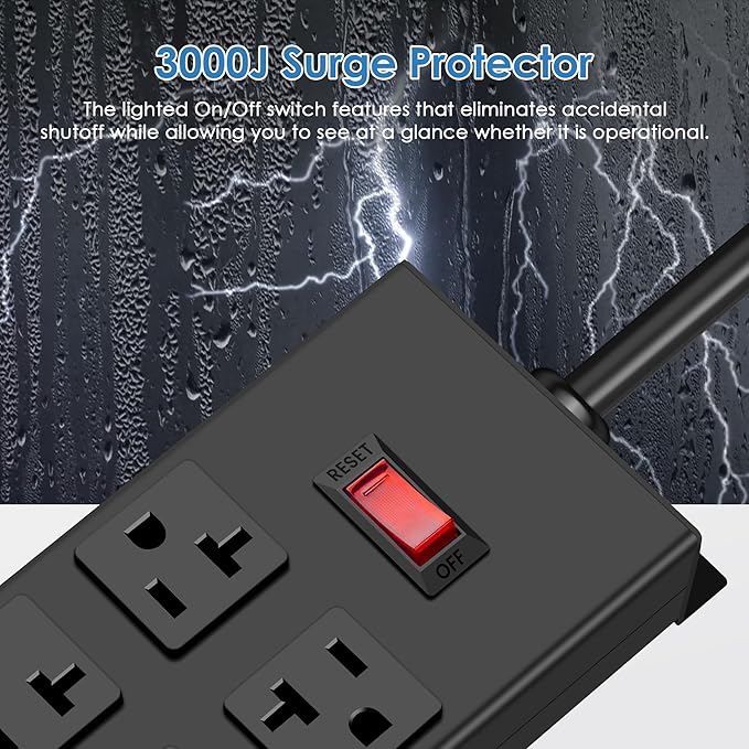 JUNNUJ Heavy Duty 20 Amp Power Strip - Image 3
