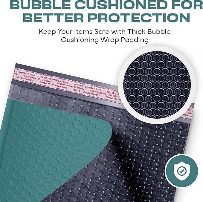 Green 10.5x16 Inch Large Poly Bubble Mailers #5 | Padded Envelopes - Image 4