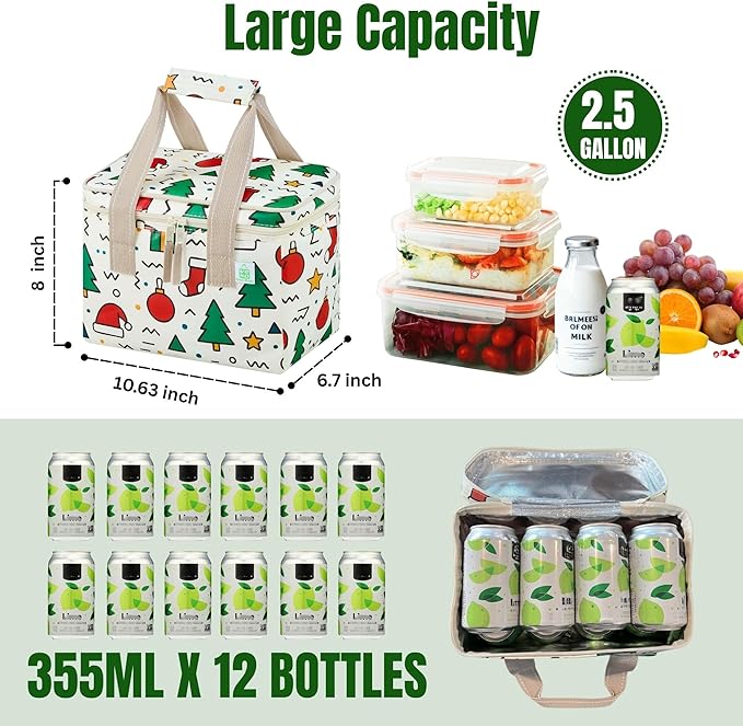 VENO 2 Pack Christmas Insulated Lunch Bag - Image 2
