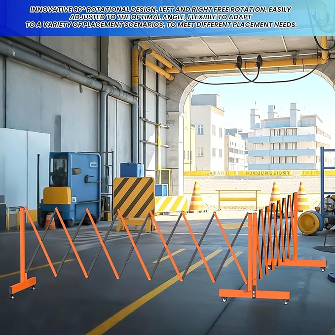 1 Set 16.8FT Industrial Metal Expandable Barricade，Retractable Traffic Fence - Image 5