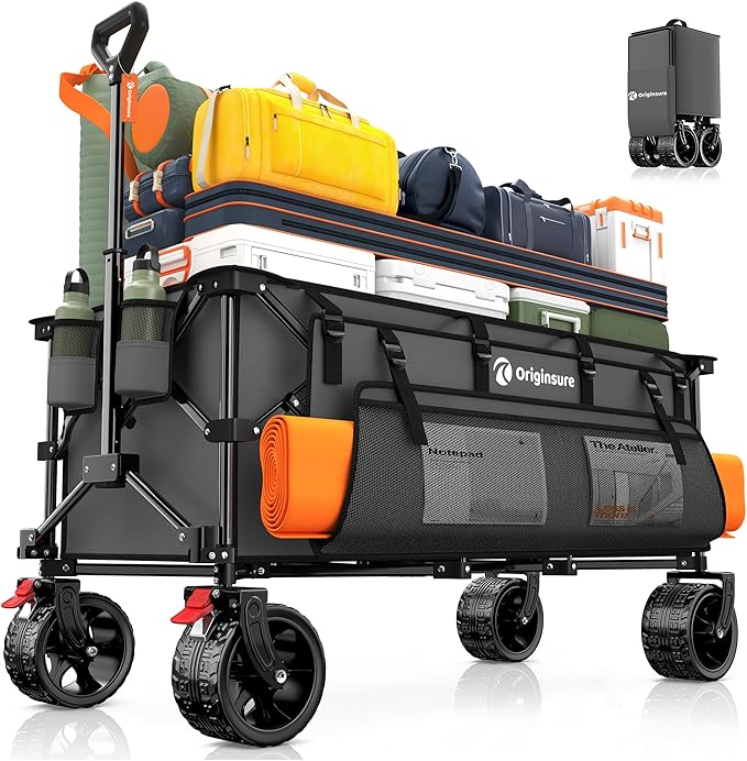 48" L Collapsible Wagon Cart Foldable, 560lbs Weight Capacity 300L Heavy Duty by Unknown