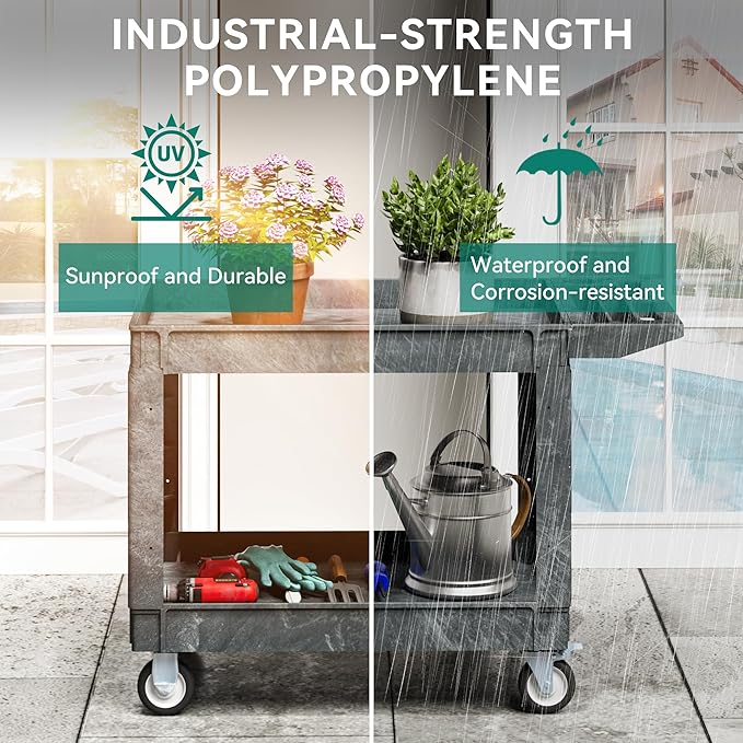 YITAHOME Utility Cart on Wheels, 550 lbs 2 Shelf Heavy Duty Rolling Carts - Image 5
