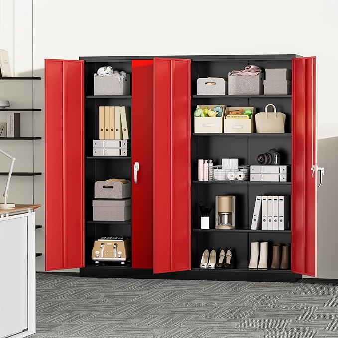 Greenvelly Metal Cabinet with 2 Doors and Adjustable Shelves, 72”H Steel - Image 8