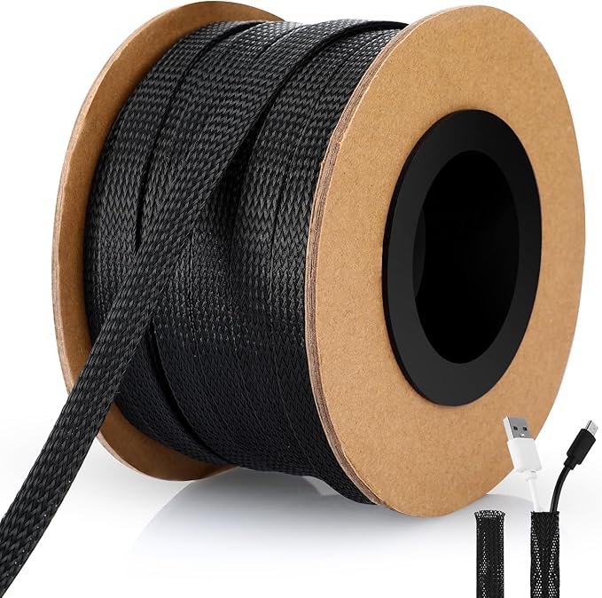 Pangda 300 Feet 1/4 Inch Wire Loom PET Expandable Braided Sleeving Braided by Pangda