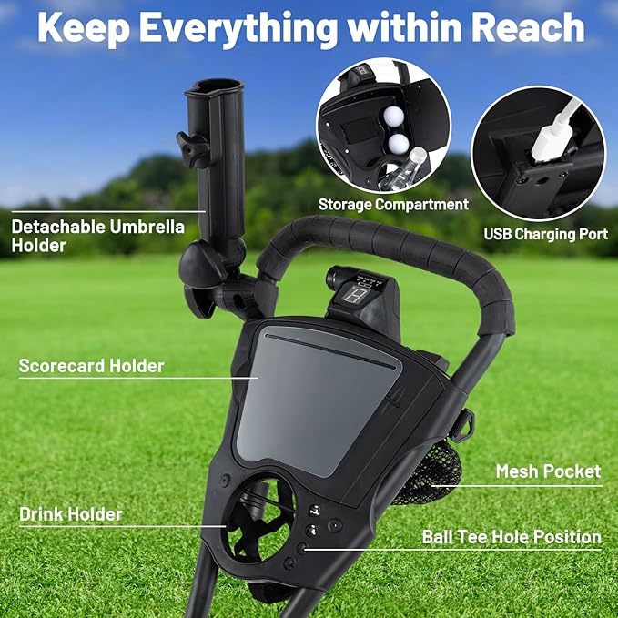 Tangkula Electric Golf Push Cart, Foldable 3 Wheels Golf Cart - Image 4