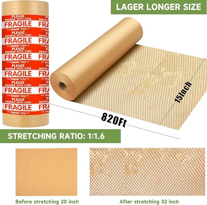 Honeycomb Packing Paper Wrap 15''x820', Substitute Alternative - Image 7