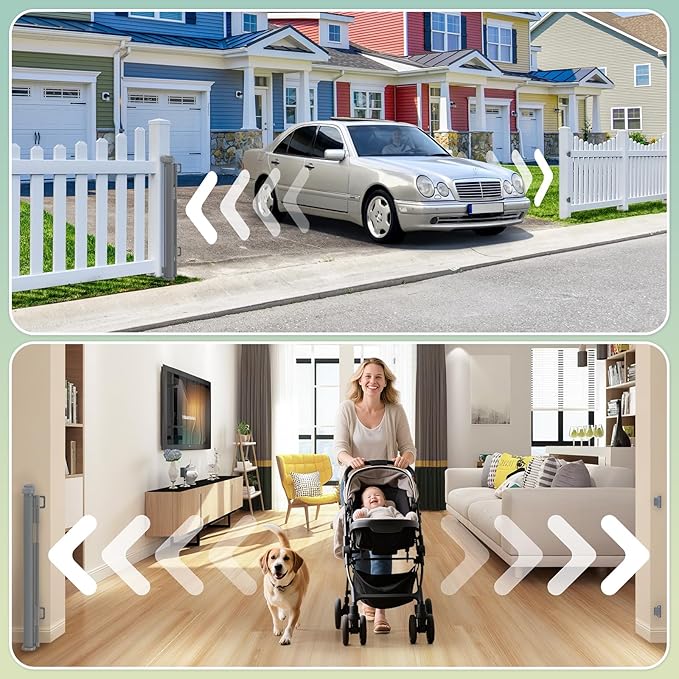 200'' Retractable Baby Gates Extra Wide, 16 FT Indoor/Outdoor Grey Retractable - Image 9