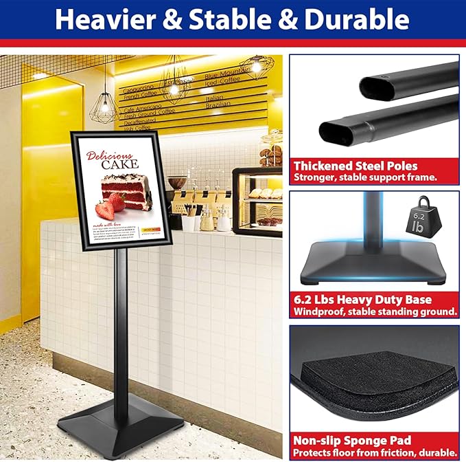 Pedestal Sign holder Stand 8.5x11inch Adjustable Standing Floor Sign Stand - Image 3