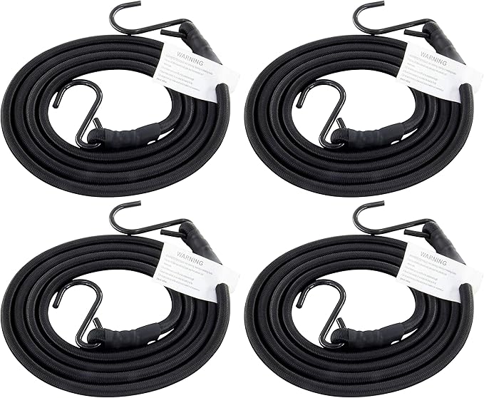 Bungee Cords with Hooks, 3/8 Inch Thick Round Bungee Cord Heavy Duty Strong by HELIDA