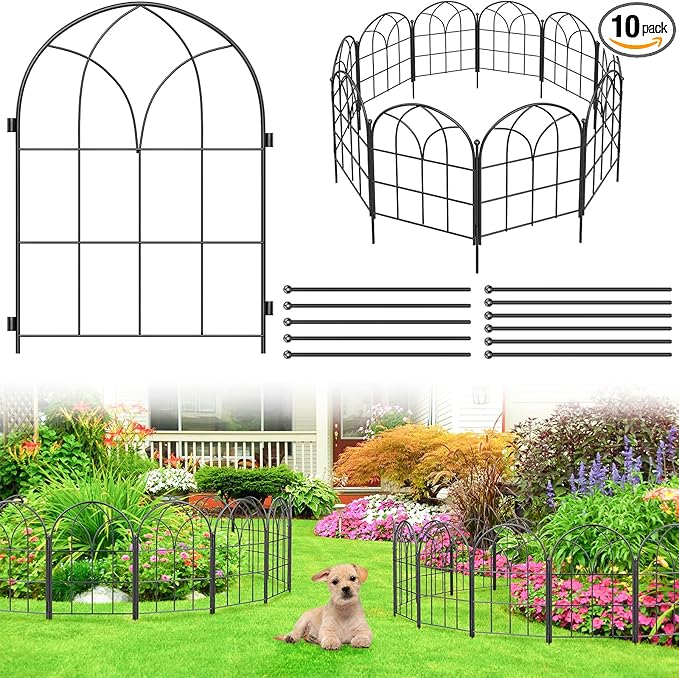 Black Garden Fences Animal Barrier, 12.55"*16.48" Garden Border Fencing by Unknown