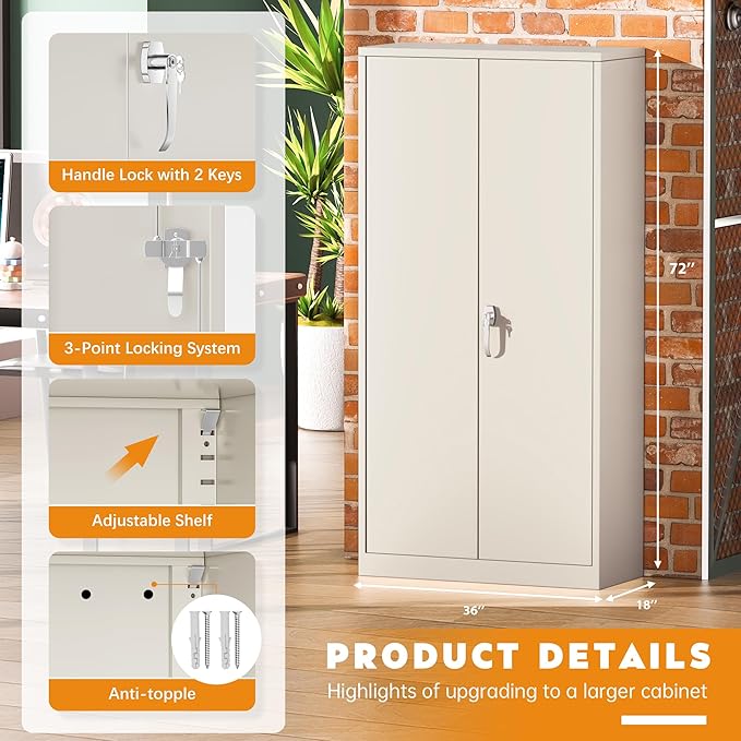 Greenvelly Steel SnapIt Storage Cabinet 72" Locking Metal Storage Cabinet - Image 4