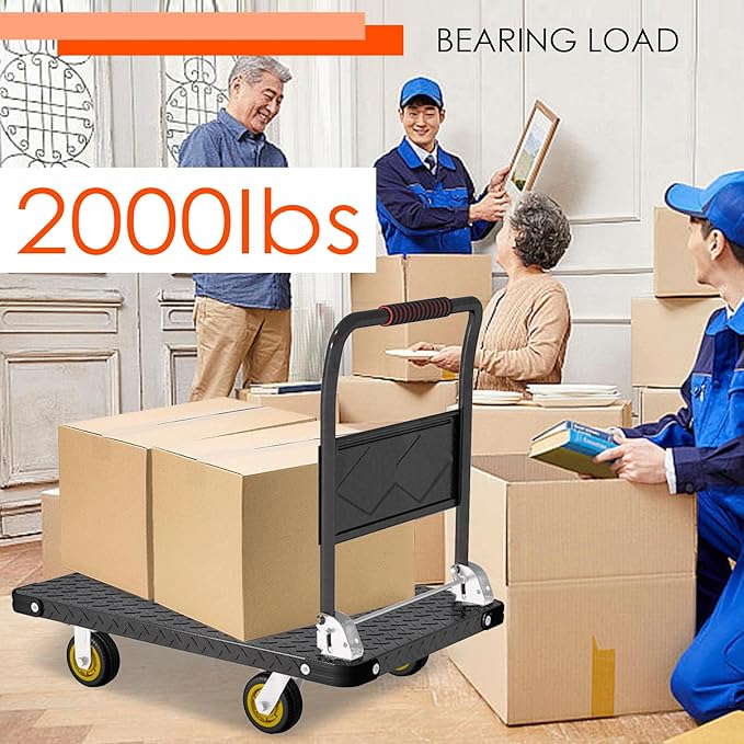 Platform Truck, Foldable Flatbed Cart Heavy Duty Push Cart Dolly Large Platform - Image 6