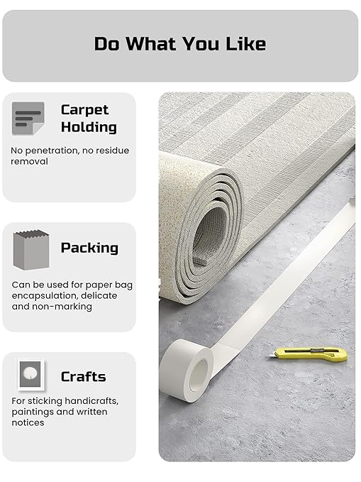 Lichamp Double Sided Carpet Tape 2" x 44 Yards, Hardwood Floors Carpet Tape - Image 3
