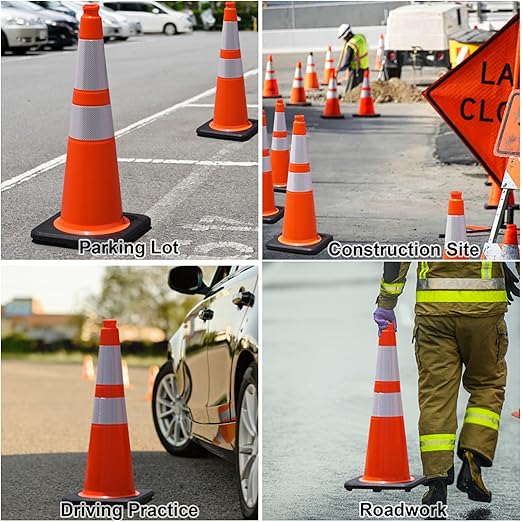 OrangeStar 28 Inch Orange Traffic Cones 8-Pack, Heavy Duty PVC Safety Cones - Image 7