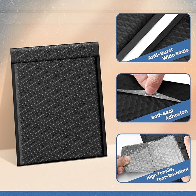 Fuxury Bubble Mailers 10x13 Inch Black 250 Pack Bulk Padded Envelopes Thick - Image 4