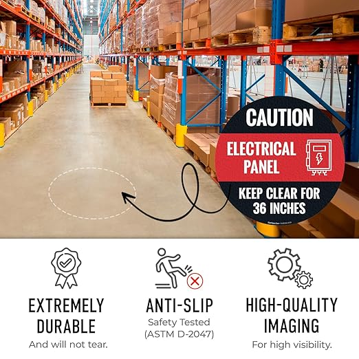 Caution Electrical Panel Circle Floor 10x10 inches, Floor Decal Anti-Slip - Image 4
